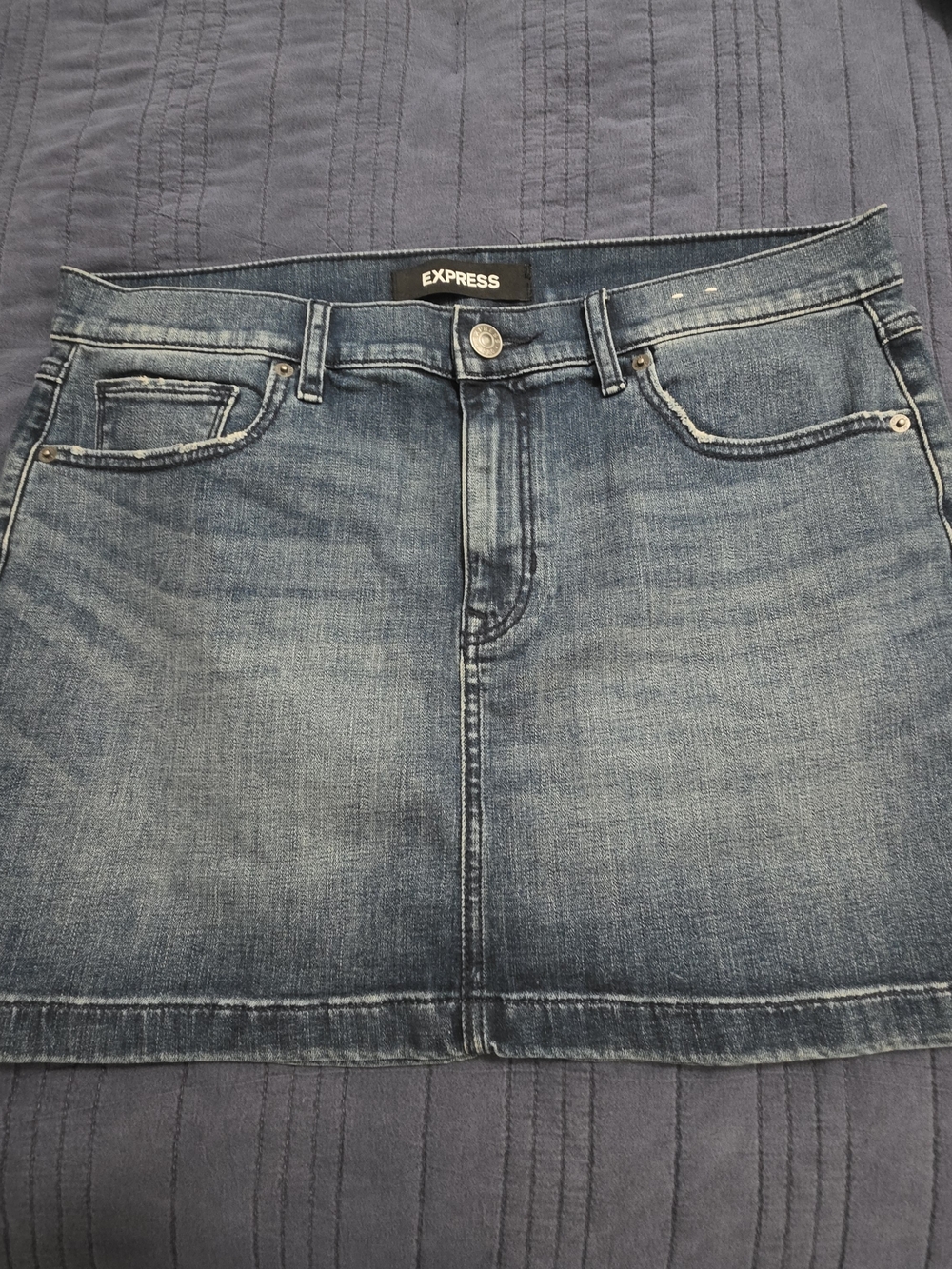 Express Denim Mini Skirt - Medium Blue